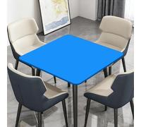 Surwin Couleur Unie Nappe Carrée avec Bords Élastiques, Nappes pour Table de Jardin Imperméable Anti-Taches, Housse de Table pour Fête Decoration Anniversaire, Couleur Pure (Bleu 02,90cm)