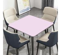 Surwin Couleur Unie Nappe Carrée avec Bords Élastiques, Nappes pour Table de Jardin Imperméable Anti-Taches, Housse de Table pour Fête Decoration Anniversaire, Couleur Pure (Rose Clair,90cm)