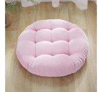Surwin Coussin de Sol Coussin Chaise, Coussin Rond Coussins de Jardin Coussin Sol Tatami pour Yoga Méditation Tea Party Balcon Salon Enfant Adultes (55cm,Rougir Rose)