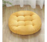 Surwin Coussin de Sol Coussin Chaise, Coussin Rond Coussins de Jardin Coussin Sol Tatami pour Yoga Méditation Tea Party Balcon Salon Enfant Adultes (42cn,Jaune d'oie)