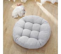 Surwin Coussin de Sol Coussin Chaise, Coussin Rond Coussins de Jardin Coussin Sol Tatami pour Yoga Méditation Tea Party Balcon Salon Enfant Adultes (47cm,Gris Clair)