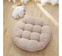 Surwin Coussin de Sol Coussin Chaise, Coussin Rond Coussins de Jardin Coussin Sol Tatami pour Yoga Méditation Tea Party Balcon Salon Enfant Adultes (47cm,Kaki)