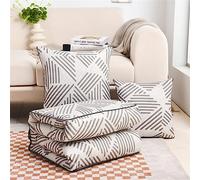 Surwin Couverture et Oreiller de Voyage 2 en 1, Couvre-lit d'été Convertible en Coussin, Courtepointe Léger Adapté au Sommeil en Voiture, au Bureau et en Avion (Bande,150x200cm)