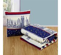 Surwin Couverture et Oreiller de Voyage 2 en 1, Couvre-lit d'été Convertible en Coussin Moderne, Courtepointe Léger Adapté au Sommeil en Voiture, au Bureau et en Avion (100x150cm,Ville)