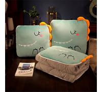Surwin Couverture et Oreiller de Voyage 2 en 1, Impression de Animal Couvre-lit Convertible en Coussin, Courtepointe pour Sommeil en Voiture, Bureau et Avion (150x180cm,Dinosaure)