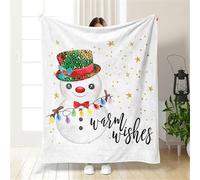 Surwin Couvertures et Plaids de Noël, Couverture Polaire de Noël, Couverture en Peluche de Noël, Couverture de canapé Chaude et Confortable en Flanelle (150x200cm,Monsieur Bonhomme de Neige)