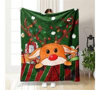 Surwin Couvertures et Plaids de Noël, Elan de Noël Polaire, Elan de Noël en Peluche, Couverture de Canapé Chaude et Confortable en Flanelle (150x200cm)