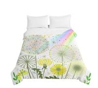 Surwin Couvre Lit Dessus de Lit Matelassé avec Imprimé Pissenlit Nordique 3D, Boutis Courtepointe d'été en Microfibre Léger Respirant Couverture de Lit Jete de Lit (Arc-en-Ciel,220x240cm)