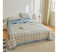Surwin Couvre Lit Matelassé à Carreaux Bleus Moderne Réversible Dessus de Lit en Microfibre Douce Légère et Respirante Courtepointe Boutis Couvre Lit d'été Lavable en Machine (Bleu 7,180x200cm)