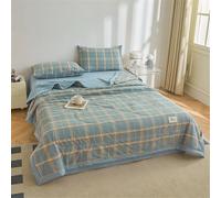 Surwin Couvre Lit Matelassé à Carreaux Bleus Moderne Réversible Dessus de Lit en Microfibre Douce Légère et Respirante Courtepointe Boutis Couvre Lit d'été Lavable en Machine (Bleu 8,200x230cm)