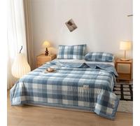 Surwin Couvre Lit Matelassé à Carreaux Bleus Moderne Réversible Dessus de Lit en Microfibre Douce Légère et Respirante Courtepointe Boutis Couvre Lit d'été Lavable en Machine (Bleu 6,200x230cm)