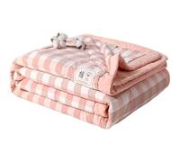 Surwin Couvre Lit Matelassé à Carreaux Moderne Réversible Courtepointe en Microfibre Plaid Dessus de Lit Ultra Doux Léger Respirant Couvre Lit d'été Lavable en Machine (Rose Blanc,180x200cm)