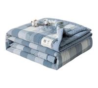 Surwin Couvre Lit Matelassé à Carreaux Moderne Réversible Courtepointe en Microfibre Plaid Dessus de Lit Ultra Doux Léger Respirant Couvre Lit d'été Lavable en Machine (Bleu Clair,200x230cm)