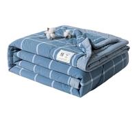 Surwin Couvre Lit Matelassé à Carreaux Moderne Réversible Courtepointe en Microfibre Plaid Dessus de Lit Ultra Doux Léger Respirant Couvre Lit d'été Lavable en Machine (Carreaux Bleus,200x230cm)