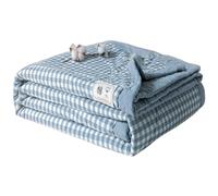 Surwin Couvre Lit Matelassé à Carreaux Moderne Réversible Courtepointe en Microfibre Plaid Dessus de Lit Ultra Doux Léger Respirant Couvre Lit d'été Lavable en Machine (Bleu Et Blanc,200x230cm)