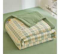 Surwin Couvre Lit Matelassé à Carreaux Verts Simplicité Réversible Dessus de Lit en Microfibre Douce Légère et Respirante Courtepointe Boutis Couvre Lit d'été Lavable en Machine (Vert 1,200x230cm)