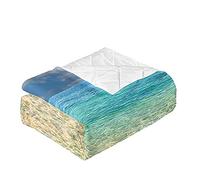 Surwin Couvre Lit Matelassé pour 1/2 Personnes, 3D Vagues de la Plage Dessus de Lit Réversible Couverture de lit Doux Microfiber Jeté de Lit Couvre-lit Printemps Été (Dégradé de Couleur,200x230cm)