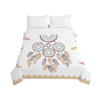 Surwin Couvre Lit Matelassé pour 1/2 Personnes,Motif Attrape-Rêves 3D Dessus de Lit Réversible Couverture de lit Doux Microfiber Jeté de Lit Couvre-lit Printemps Été (Style Boho,230x260cm)