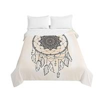 Surwin Couvre Lit Matelassé pour 1/2 Personnes,Motif Attrape-Rêves 3D Dessus de Lit Réversible Couverture de lit Doux Microfiber Jeté de Lit Couvre-lit Printemps Été (Plume Blanche,200x230cm)