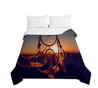Surwin Couvre Lit Matelassé pour 1/2 Personnes,Motif Attrape-Rêves 3D Dessus de Lit Réversible Couverture de lit Doux Microfiber Jeté de Lit Couvre-lit Printemps Été (Coucher de Soleil,220x240cm)