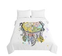 Surwin Couvre Lit Matelassé pour 1/2 Personnes,Motif Attrape-Rêves 3D Dessus de Lit Réversible Couverture de lit Doux Microfiber Jeté de Lit Couvre-lit Printemps Été (Graffitis de Couleur,220x240cm)
