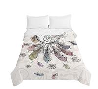 Surwin Couvre Lit Matelassé pour 1/2 Personnes,Motif Attrape-Rêves 3D Dessus de Lit Réversible Couverture de lit Doux Microfiber Jeté de Lit Couvre-lit Printemps Été (Plume d'amour,230x260cm)
