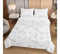 Surwin Couvre Lit Matelassé pour 1 ou 2 Personnes, Réversible Dessus de Lit Motif de Pierre 3D Couverture de Lit Doux Microfiber Jeté de Lit Couvre-lit Printemps (230x260cm,marbre Blanc)