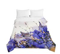 Surwin Couvre Lit Matelassé pour 1 ou 2 Personnes, Réversible Marguerite Imprimé Fleur de Lit Couverture de lit Doux Microfiber Jeté de Lit Couvre-lit Printemps Été (Mauve,230x260cm)