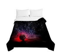 Surwin Couvre Lit Matelassé pour 1 ou 2 Personnes, Réversible Marguerite Imprimé Fleur de Lit Couverture de lit Doux Microfiber Jeté de Lit Couvre-lit Printemps Été (Rouge,230x260cm)