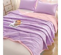 Surwin Couvre Lit Matelassé Réversible Moderne Bicolore Courtepointe en Microfibre, Dessus de Lit 2 Personnes Respirant Léger Couvre Lit Mieux pour Eté, Lavable en Machine (Violet/Rose,200x230cm)