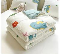 Surwin Couvre Lit Matelassé Réversible Motif de Dinosaure Mignon Enfant Dessus de Lit 2 Personnes Courtepointe en Microfibre Léger et Respirante Couvre Lit Mieux pour Eté (Vert,180x200cm)