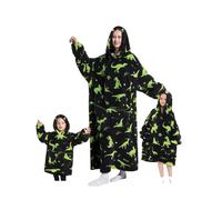 Surwin Dinosaure Sweat à Capuche Surdimensionné Femme Homme Extra Long Couverture à Capuche avec Poche Chaude Doux Confortable Sherpa Couverture Plaid Polaire Sweat pour Adulte Adolescents Enfant