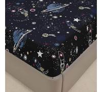 Surwin Drap Housse 120x190, Fusée Imprimé Draps Housses en Microfibre, Doux Drap-Housse avec Une Rebord Élastique, Lavable Ajustable Housse Matelas avec Bonnet 30 cm