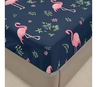 Surwin Drap Housse 140x190,Doux Draps Housses en Microfibre, Imprimé Flamant Drap-Housse avec Une Rebord Élastique pour 30cm Protection de Matelas Épais