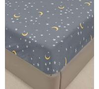 Surwin Drap Housse 140x190, Étoiles Lune Imprimé Draps Housses en Microfibre, Doux Drap-Housse avec Une Rebord Élastique, Lavable Ajustable Housse Matelas avec Bonnet 30 cm
