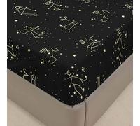Surwin Drap Housse 140x200, Astrologie Imprimé Draps Housses en Microfibre, Doux Drap-Housse avec Une Rebord Élastique, Lavable Ajustable Housse Matelas avec Bonnet 30 cm