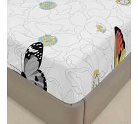 Surwin Drap Housse 160 x 200, Multicolore Papillon Imprimé Draps Housses en Microfibre, Doux Protege Matelas avec Une Rebord Élastique, Lavable Ajustable Protection Matelas avec Bonnet 30 cm