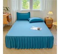 Surwin Drap Housse 40 cm de Hauteur Doux, Jupe de Lit a Volant Couleur Unie, Cache Sommier Élastique Microfibre Haute Qualité, Draps Housses Antidérapant pour Matelas Epais (Bleu,100x200cm)