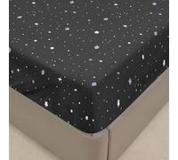 Surwin Drap Housse 80x200, Ciel Étoilé Imprimé Draps Housses en Microfibre, Doux Drap-Housse avec Une Rebord Élastique, Lavable Ajustable Housse Matelas avec Bonnet 30 cm