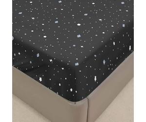Surwin Drap Housse 80x200, Ciel Étoilé Imprimé Draps Housses en Microfibre, Doux Drap-Housse avec Une Rebord Élastique, Lavable Ajustable Housse Matelas avec Bonnet 30 cm