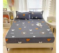 Surwin Drap Housse avec Taie d'oreiller, Imprimé Élégante Doux Draps Housses, Lavable Ajustable Housse Matelas avec Bonnet 25-27 cm, Drap-Housse avec Une Rebord Élastique (120x200cm,Amour)