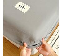 Surwin Drap Housse Couleur Unie, Draps Housses Poche Profonde 20cm Couleur Unie, Antidérapant Ajustable Housse Matelas, Drap-Housse avec Une Rebord Élastique (Gris Clair,120x200cm)