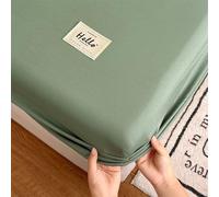 Surwin Drap Housse Couleur Unie, Draps Housses Poche Profonde 20cm Couleur Unie, Antidérapant Ajustable Housse Matelas, Drap-Housse avec Une Rebord Élastique (Vert,120x200cm)