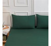 Surwin Drap Housse, Couleur Unie Simple Doux Draps Housses, Lavable Ajustable Housse Matelas avec Bonnet 27 cm, Microfibre Drap-Housse avec Une Rebord Élastique (2xTaie d'oreiller,Vert foncé)