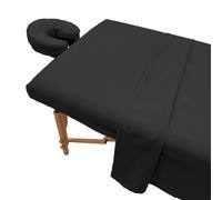 Surwin Drap Housse de Protection 3 Pièces pour Table de Massage, Housse Table Massage avec Trou Drap de Lit Massage SPA Doux Elastique Couverture de Table de Salon de Beauté (185x80cm,Noir)