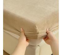 Surwin Drap Housse, Doux Draps Housses, Flanelle de Couleur Unie Lavable Ajustable Housse Matelas avec Bonnet 25-30 cm, Drap-Housse avec Une Rebord Élastique (120x200cm,Camel)