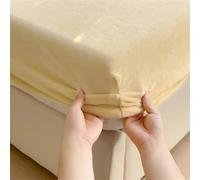 Surwin Drap Housse, Doux Draps Housses, Flanelle de Couleur Unie Lavable Ajustable Housse Matelas avec Bonnet 25-30 cm, Drap-Housse avec Une Rebord Élastique (90x200cm,Jaune)