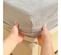 Surwin Drap Housse, Doux Draps Housses, Flanelle de Couleur Unie Lavable Ajustable Housse Matelas avec Bonnet 25-30 cm, Drap-Housse avec Une Rebord Élastique (90x200cm,Gris Clair)