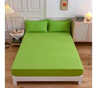 Surwin Drap Housse, Doux Draps Housses, Impression en Couleur Unie, Lavable Ajustable Housse Matelas avec Bonnet 27 cm, Microfibre Drap-Housse avec Une Rebord Élastique (2xTaie d'oreiller,Vert)