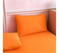 Surwin Drap Housse, Doux Draps Housses, Impression en Couleur Unie, Lavable Ajustable Housse Matelas avec Bonnet 27 cm, Microfibre Drap-Housse avec Une Rebord Élastique (2xTaie d'oreiller,Orange)